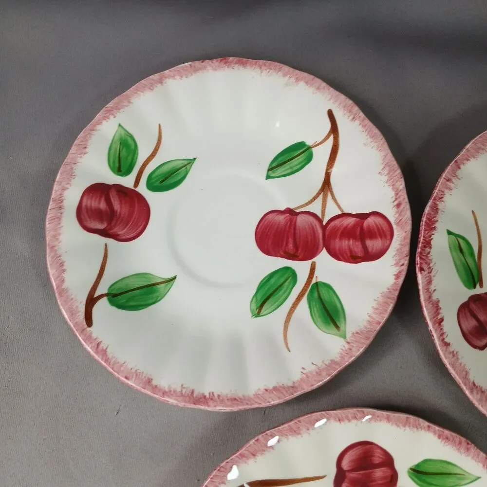 4 Blue Ridge Southern Pottery 3 Cups and Saucer Sets Vintage Crab Apple